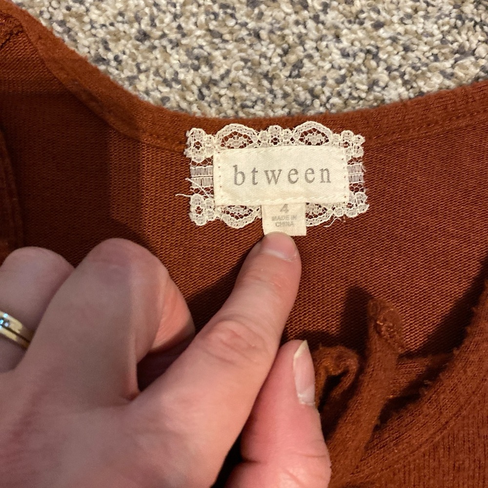 Btween Rust Top with Ruffle Detail - Picture 2 of 4